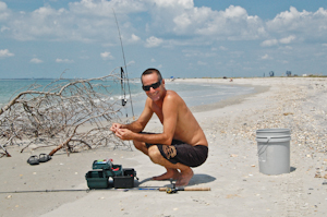 Sean O'Hare, thoroughly enjoying himself on the beach at Cape Canaveral Air Force Station.