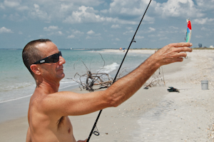 Sean O'Hare, fishing on the beach at Cape Canaveral Air Force Station.