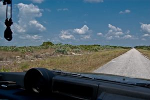 Driving away from the beach on Camera Road A, Cape Canaveral Air Force Station.