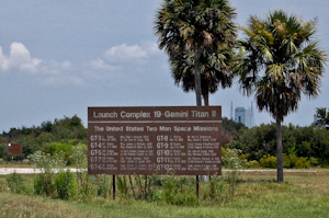 There's only this sign, out along ICBM road near the access road to Launch Complex 19, to let people know that some extraordinary events transpired here, on Cape Canaveral Air Force Station.