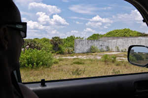 Amid the ruins, as the vegetation strives to reabsorb all of it, Complex 34, Cape Canaveral Air Force Station.