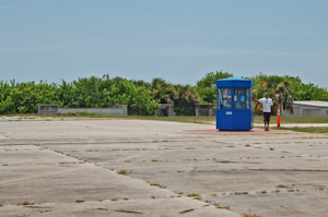 Sean O'Hare at the Apollo Memorial Kiosk on Launch Complex 34, Cape Canaveral Air Force Station.